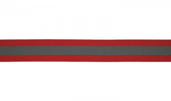 Reflektorband 25mm- rot/grau