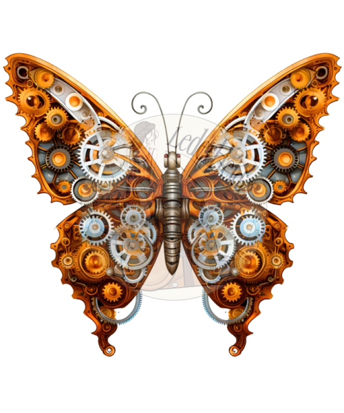 Bügelbilder - "Steampunk Butterfly bronzegold" - versch. Größen