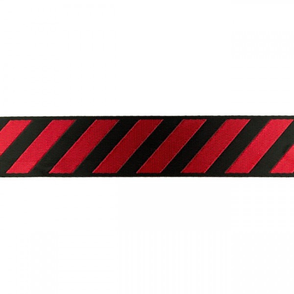 Glanz-Gurtband - 40 mm - Streifen - schwarzr/rot