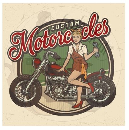 Panel "Custom Motorcycles1" aus Kunstleder (876) - 19x19 cm