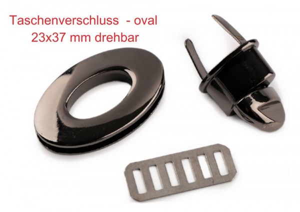 Taschenverschluss oval - drehbar - 23x37 mm gunmetal