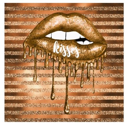 Panel "Glitter Lips stripes kisses" aus Kunstleder - 19x19 cm