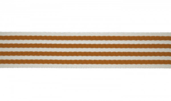 Baumwoll-Gurtband 40mm - schmale Streifen -weiss/inkagold - SOFT