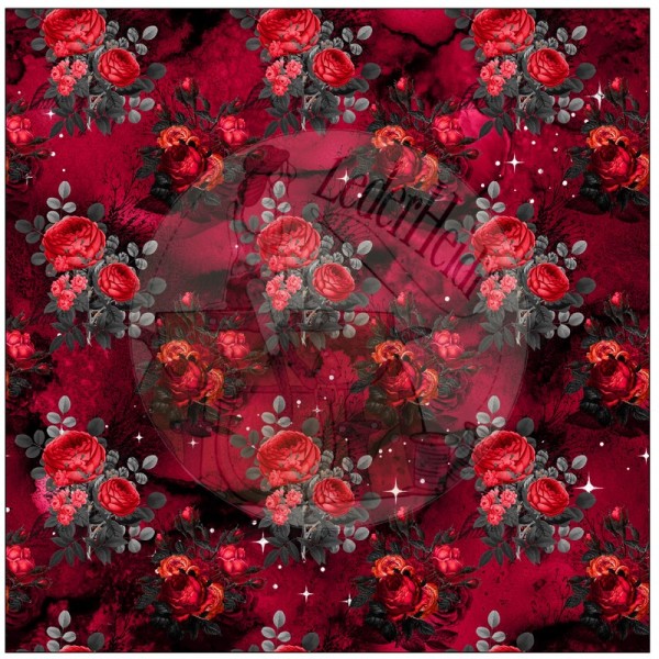 Kunstleder Panel "Gothic roses" - red - 45x45 cm
