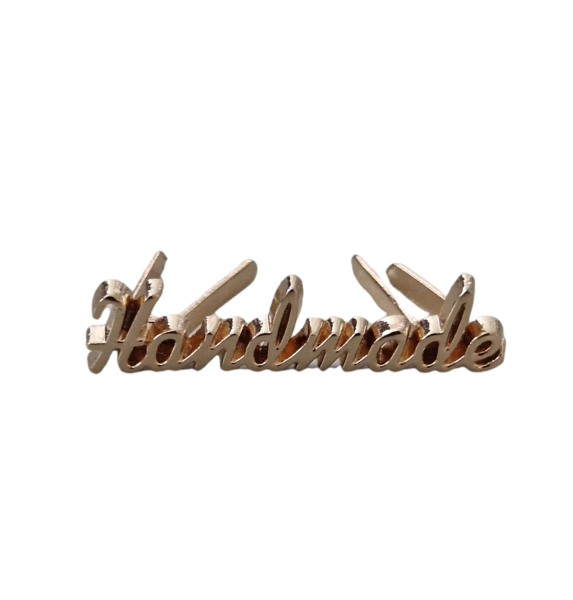 Label Metall-Schriftzug"Handmade" - 31x10 mm - goldfarben