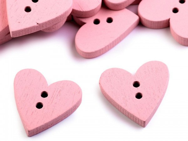Holzknöpfe - Herzen rosa (10 Stück)