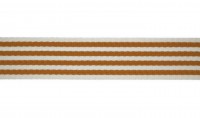 Baumwoll-Gurtband 40mm - schmale Streifen -weiss/inkagold - SOFT