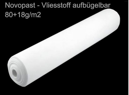 Novopast - Vlieseinlage zum Aufbügeln - 80+18g/m² - weiß - 90 cm breit - 0,5m