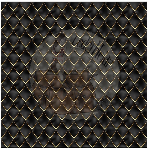 Kunstleder Panel "Dragon Scale" - schwarz/gold - 41x41 cm