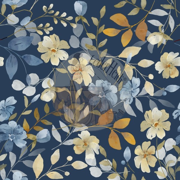 Panama Digital -"Watercolor flowers blue 02"- Eigenproduktion