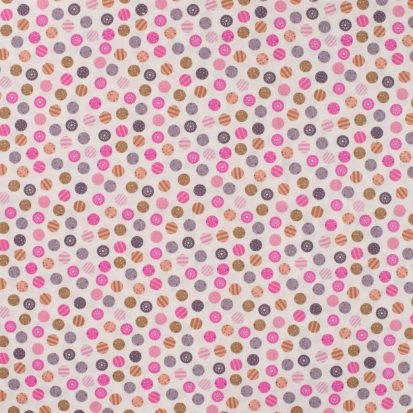 Baumwolle Popeline Circles - pink/braun/grau