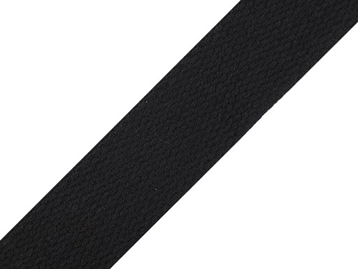 Baumwoll-Gurtband 25 mm- unifarben - schwarz
