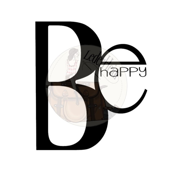 Bügelbilder -Spruch "Be happy"- versch. Farben/Größen