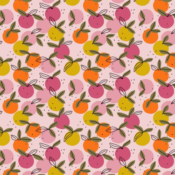 Baumwolle Popeline - Peachy Fruits - pink/orange