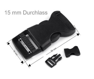 Kunststoff- Steckverschluss - 15mm - schwarz (5 Stück)