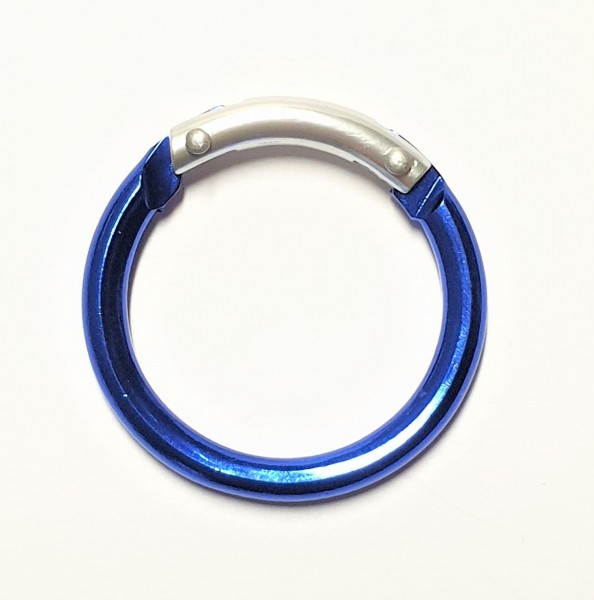 Karabiner- "Ring" - aus Aluminium - blau - 38 mm