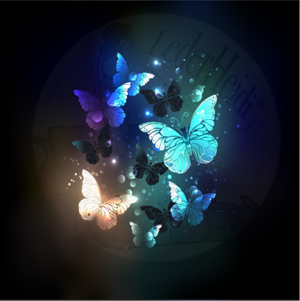 Kunstleder Panel "leuchtende Schmetterlinge" - 19x19 cm