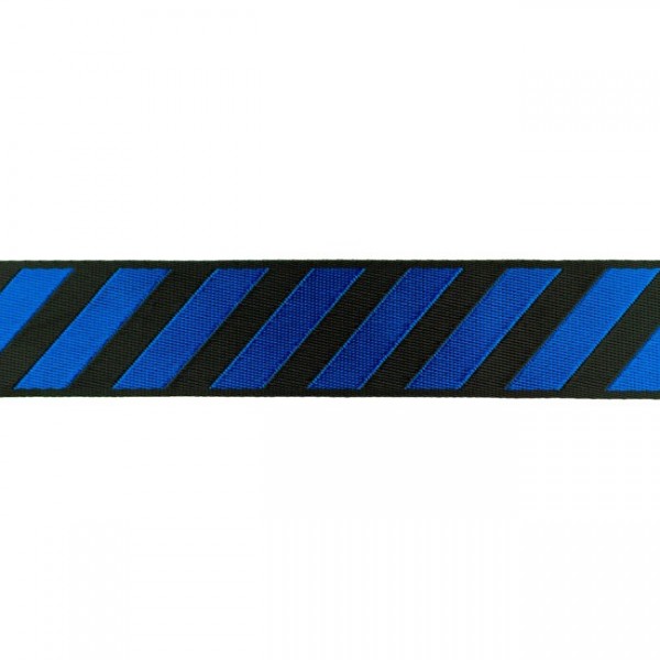 Glanz-Gurtband - 40 mm - Streifen - schwarz/kobalt