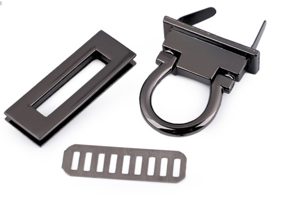 Taschenverschluss 17x45 mm - schwarz - rechteckig