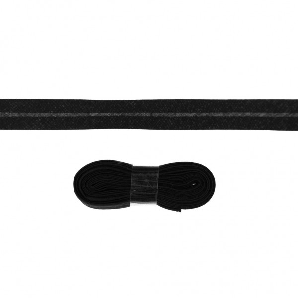 3 Meter Einfassband Baumwolle uni - 20mm - schwarz