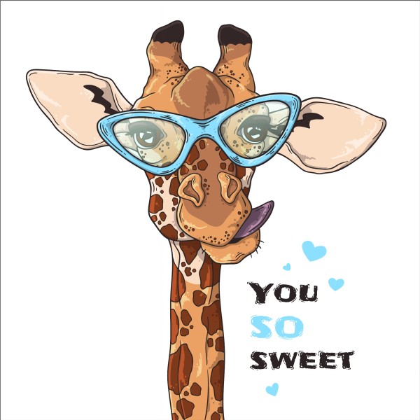 Kunstleder Panel "Giraffe - you so sweet" - 19x19 cm