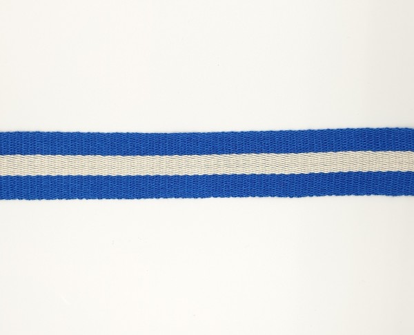 Baumwoll-Gurtband 40mm - breite Streifen roayalblau/weiss - SOFT