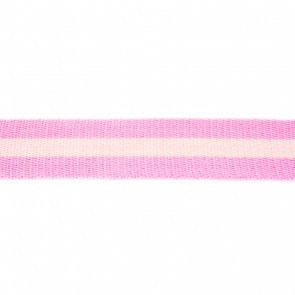 Baumwoll-Gurtband 40mm - breite Streifen rosa-weiß - SOFT